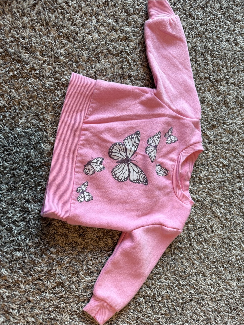 Falls Creek Baby Pink Sparkle Butterfly Sweatshirt